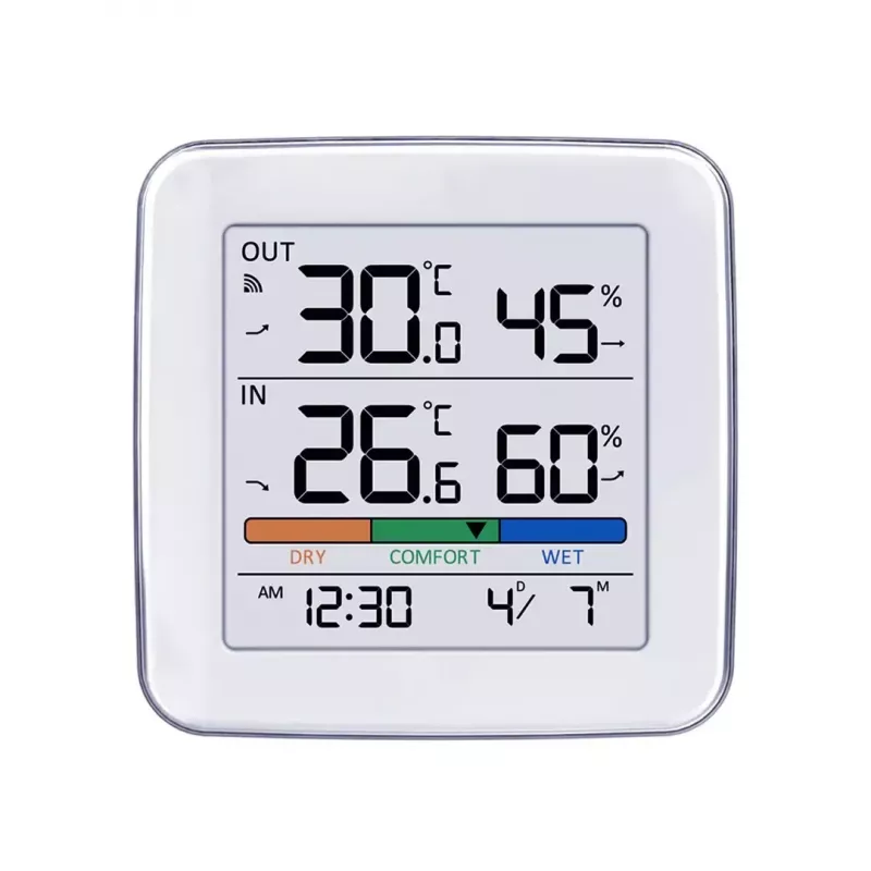 Estação meteorológica sem fios GreenBlue GB169 — temperatura e humidade interior/exterior, relógio, alarme, alcance até 60 m, °C/°F selecionável