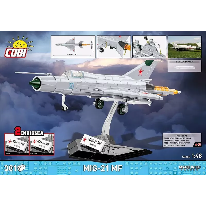 Blocos de construção Cobi MiG-21 MF conjunto de 381 blocos – modelo de brinquedo para montar