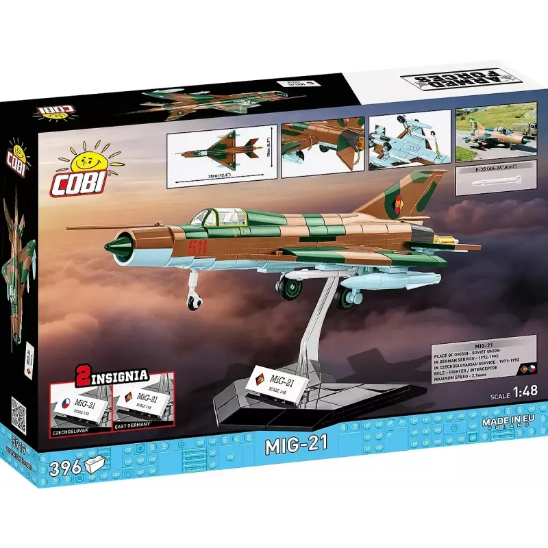 Kit de modelismo Cobi MiG-21 396 peças – conjunto de construção Cobi Blocks