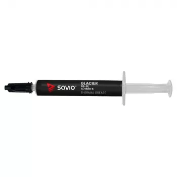 Pasta térmica SAVIO TG-01 2G — condutividade térmica 4,7 W/m·K, 2 ml, cinzento/preto