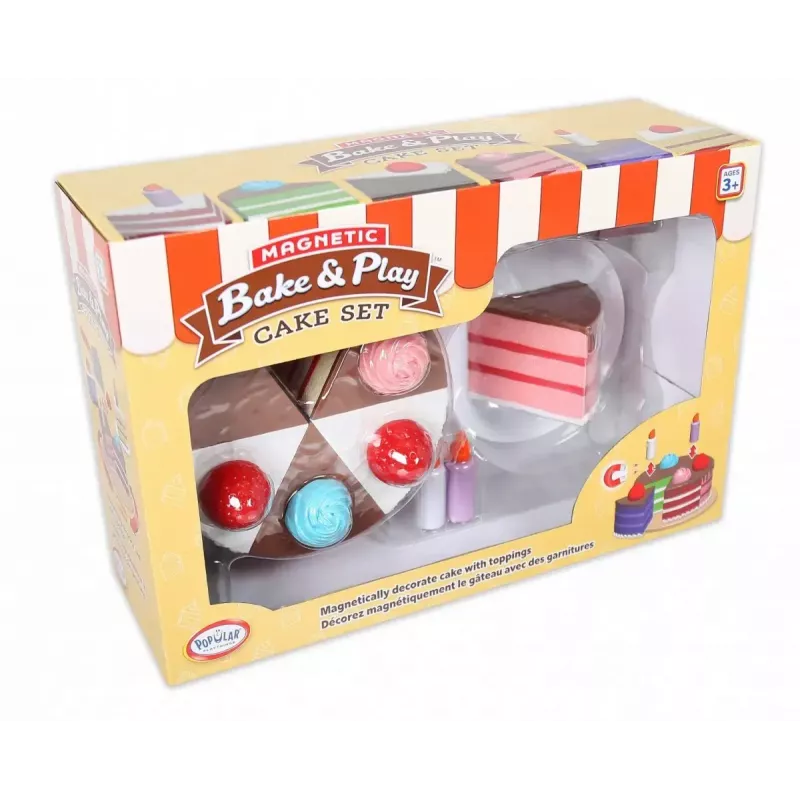 Bolo de brincar magnético MALIK MalBlo Magnetic – conjunto de bolo para jogo de faz de conta com peças magnéticas e acessórios