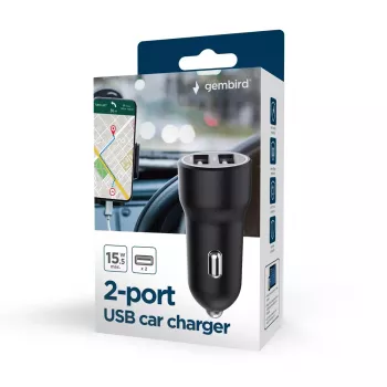 Carregador de automóvel Gembird TA-UC-2A15-CAR-01 smartphone smartwatch tablet 2 portas USB