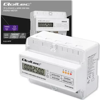 Contador de energia trifásico para calha DIN QOLTEC 50978 — 400 V, 100 A