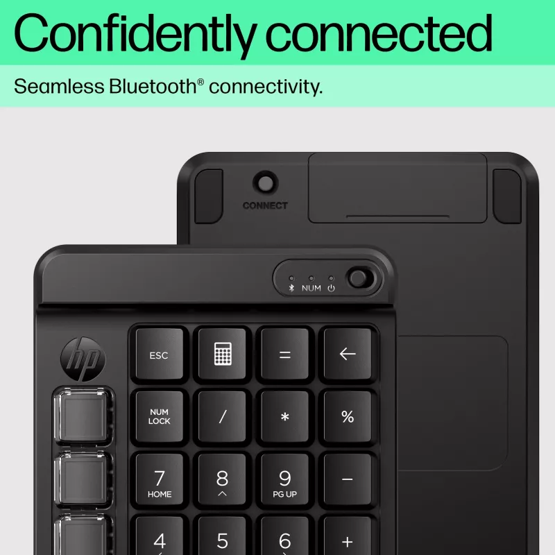 Teclado numérico sem fios programável HP 430, sem fios, Bluetooth, mecânico, preto