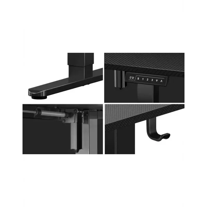 Secretária gaming reta Huzaro Hero 8.2 preta MDF retangular 1200x600 mm, altura ajustável 720–1180 mm, capacidade de carga 80 kg