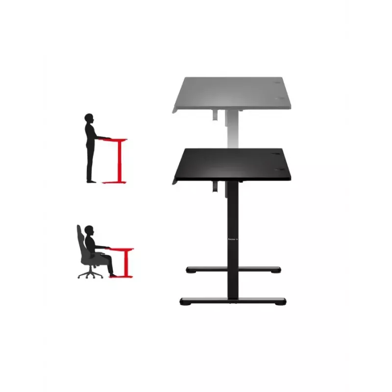 Secretária gaming reta Huzaro Hero 8.2 preta MDF retangular 1200x600 mm, altura ajustável 720–1180 mm, capacidade de carga 80 kg