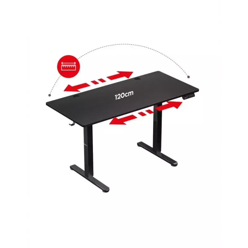 Secretária gaming reta Huzaro Hero 8.2 preta MDF retangular 1200x600 mm, altura ajustável 720–1180 mm, capacidade de carga 80 kg