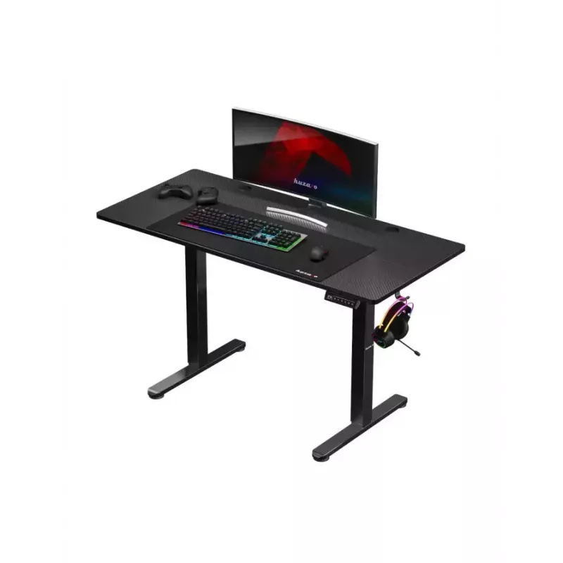 Secretária gaming reta Huzaro Hero 8.2 preta MDF retangular 1200x600 mm, altura ajustável 720–1180 mm, capacidade de carga 80 kg