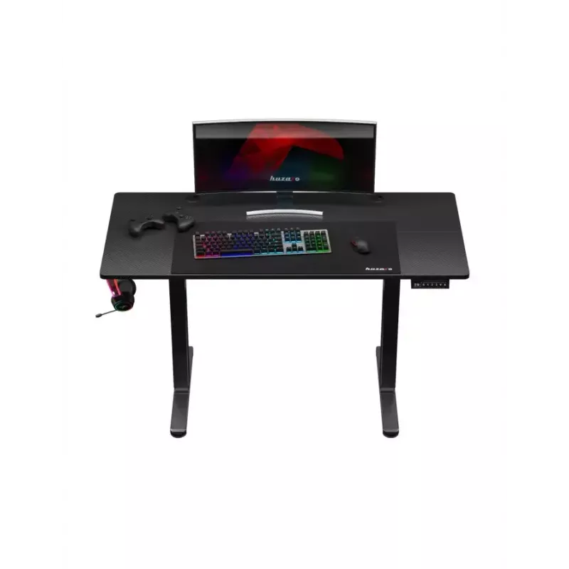 Secretária gaming reta Huzaro Hero 8.2 preta MDF retangular 1200x600 mm, altura ajustável 720–1180 mm, capacidade de carga 80 kg