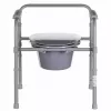 Cadeira sanitária dobrável ANTAR com braços, caixa de armazenamento, estrutura em aço, altura ajustável 35–50 cm, carga máx. 120 kg, cinzento