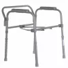 Cadeira sanitária dobrável ANTAR com braços, caixa de armazenamento, estrutura em aço, altura ajustável 35–50 cm, carga máx. 120 kg, cinzento