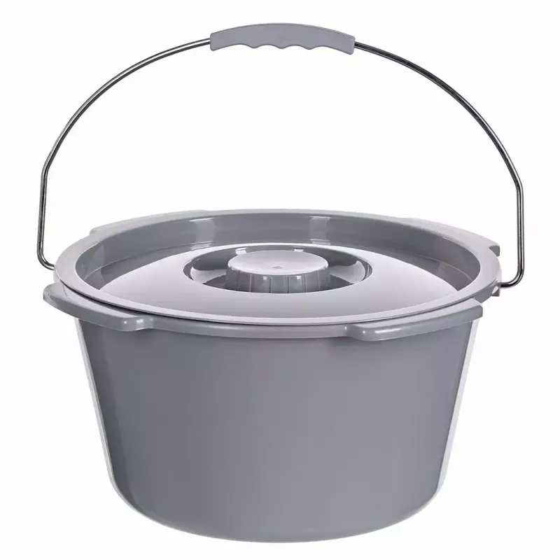 Cadeira sanitária dobrável ANTAR com braços, caixa de armazenamento, estrutura em aço, altura ajustável 35–50 cm, carga máx. 120 kg, cinzento
