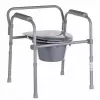 Cadeira sanitária dobrável ANTAR com braços, caixa de armazenamento, estrutura em aço, altura ajustável 35–50 cm, carga máx. 120 kg, cinzento