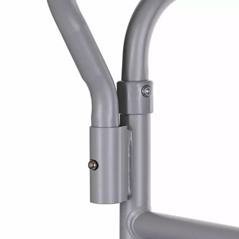 Cadeira sanitária dobrável ANTAR com braços, caixa de armazenamento, estrutura em aço, altura ajustável 35–50 cm, carga máx. 120 kg, cinzento