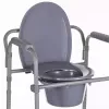 Cadeira sanitária dobrável ANTAR com braços, caixa de armazenamento, estrutura em aço, altura ajustável 35–50 cm, carga máx. 120 kg, cinzento