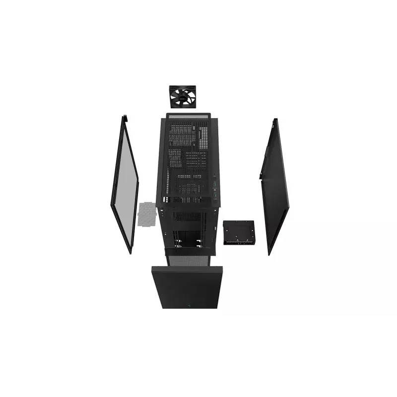 Caixa de PC DeepCool CH510 Midi Tower preta — vidro temperado, microATX/ATX, suporta radiadores de 360 mm à frente/em cima, comprimento máximo de GPU 38 cm, fonte de alimentação em baixo, 7 slots de expansão