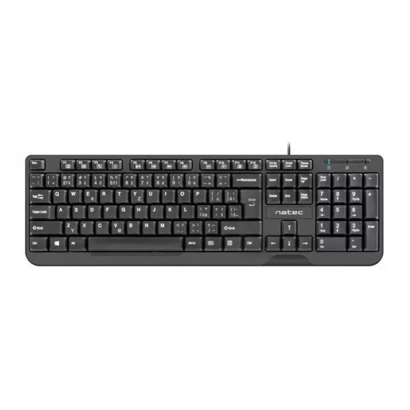 Teclado USB com fio NATEC NKL-1151 — preto, layout CZ-SK (eslovaco), 104 teclas, cabo USB, cabo de 1,8 m