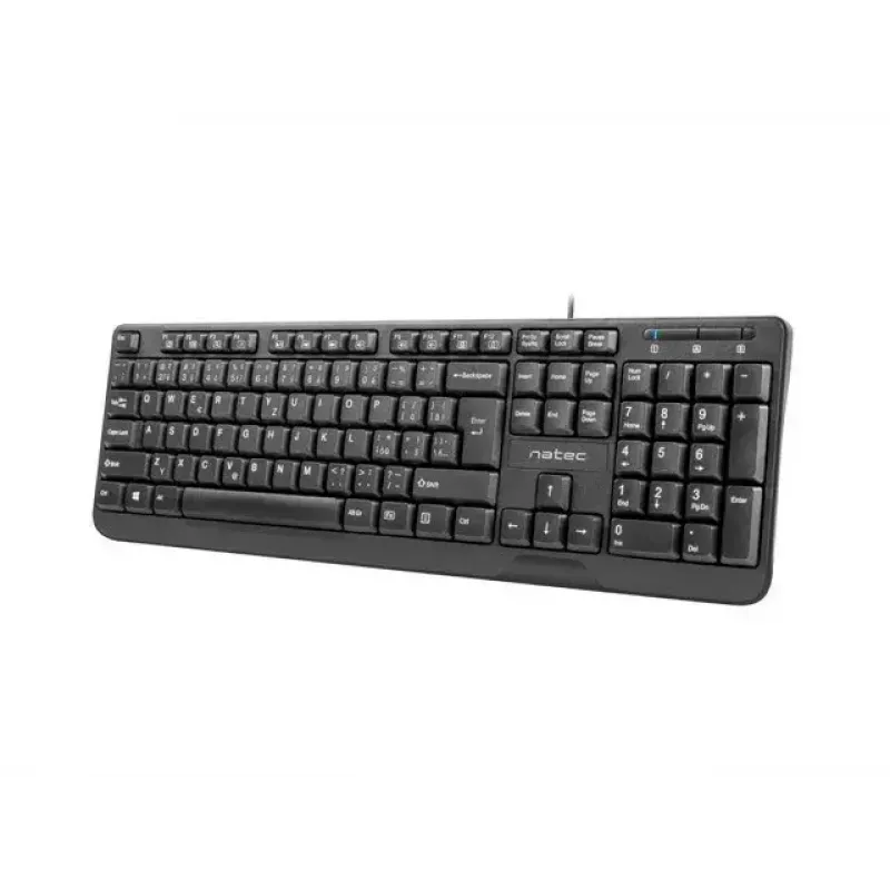 Teclado USB com fio NATEC NKL-1151 — preto, layout CZ-SK (eslovaco), 104 teclas, cabo USB, cabo de 1,8 m