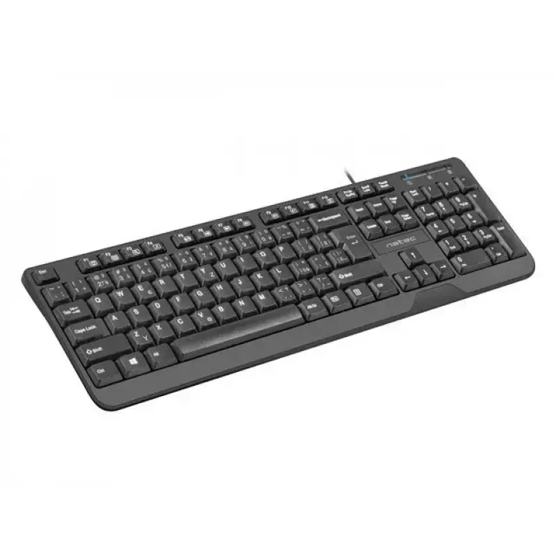 Teclado USB com fio NATEC NKL-1151 — preto, layout CZ-SK (eslovaco), 104 teclas, cabo USB, cabo de 1,8 m