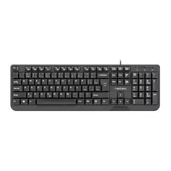 Teclado USB com fio NATEC NKL-1151 — preto, layout CZ-SK (eslovaco), 104 teclas, cabo USB, cabo de 1,8 m