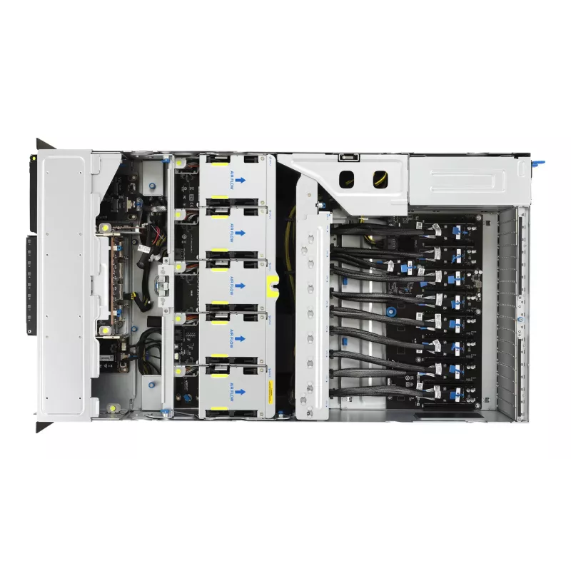 Servidor rack ASUS ESC8000A-E13 (4U) prateado – LGA 6096, AMD EPYC, DDR5, até 3 TB, 24 DIMM, 2× CPU, fonte de alimentação 3200 W