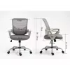 Cadeira de escritório giratória ActiveJet YK507 – assento acolchoado, encosto em malha, estofamento em tecido cinzento, altura 90–100 cm, largura do encosto 45 cm