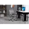 Cadeira de escritório giratória ActiveJet YK507 – assento acolchoado, encosto em malha, estofamento em tecido cinzento, altura 90–100 cm, largura do encosto 45 cm