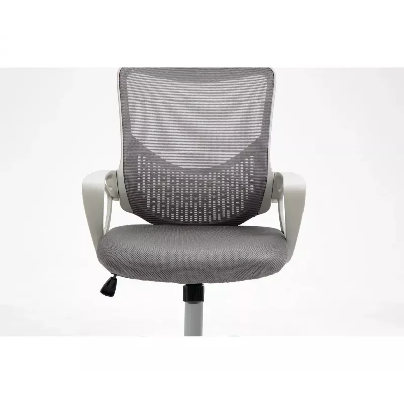 Cadeira de escritório giratória ActiveJet YK507 – assento acolchoado, encosto em malha, estofamento em tecido cinzento, altura 90–100 cm, largura do encosto 45 cm