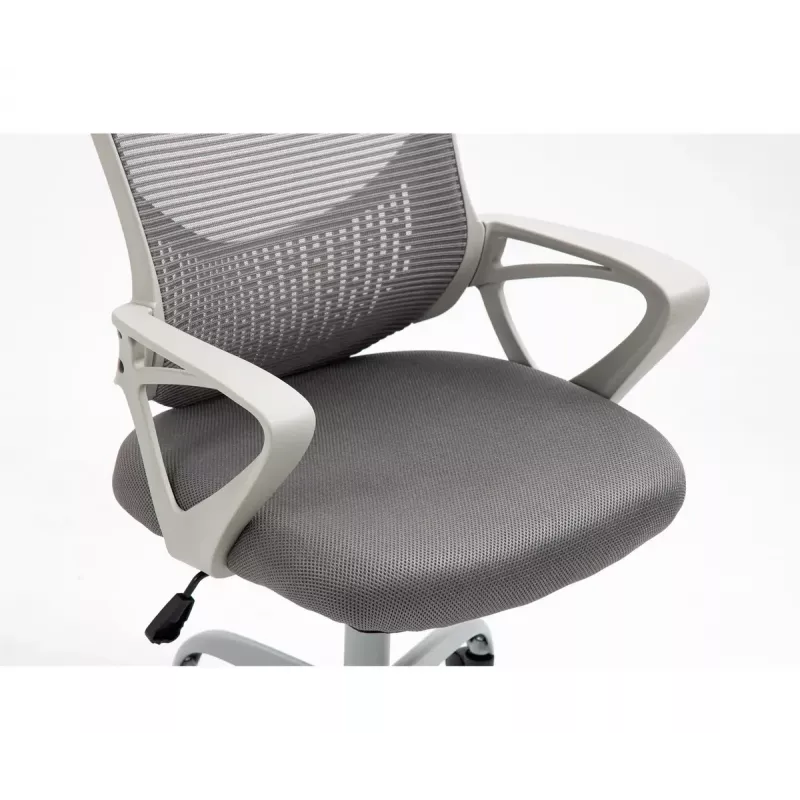 Cadeira de escritório giratória ActiveJet YK507 – assento acolchoado, encosto em malha, estofamento em tecido cinzento, altura 90–100 cm, largura do encosto 45 cm