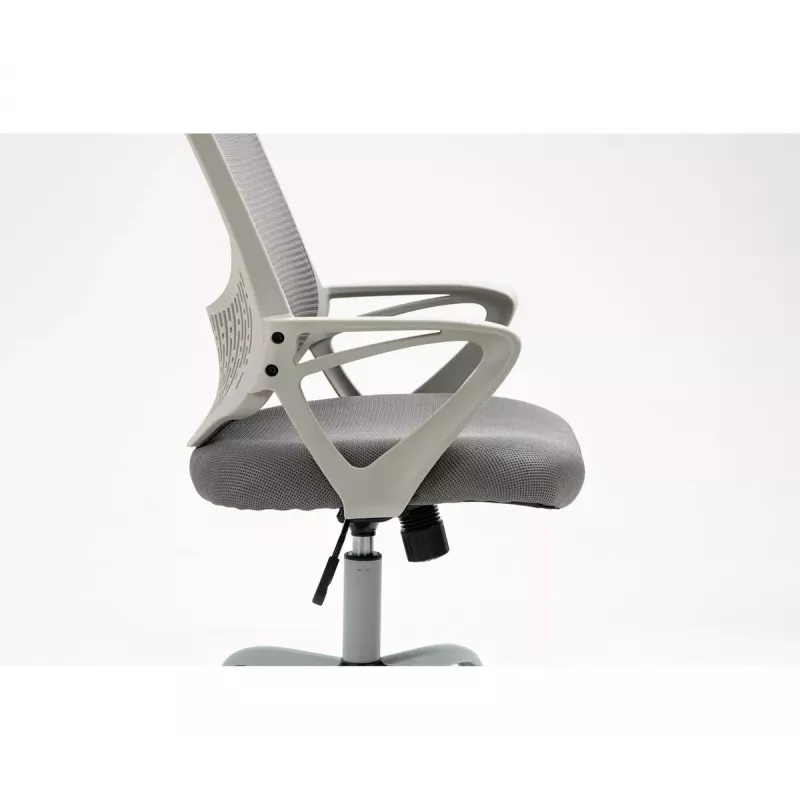 Cadeira de escritório giratória ActiveJet YK507 – assento acolchoado, encosto em malha, estofamento em tecido cinzento, altura 90–100 cm, largura do encosto 45 cm