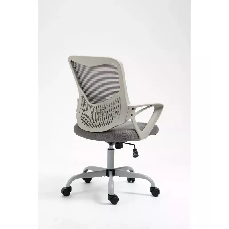 Cadeira de escritório giratória ActiveJet YK507 – assento acolchoado, encosto em malha, estofamento em tecido cinzento, altura 90–100 cm, largura do encosto 45 cm