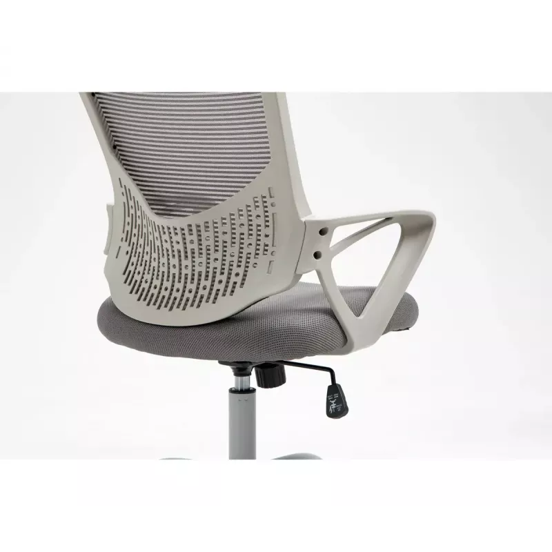 Cadeira de escritório giratória ActiveJet YK507 – assento acolchoado, encosto em malha, estofamento em tecido cinzento, altura 90–100 cm, largura do encosto 45 cm