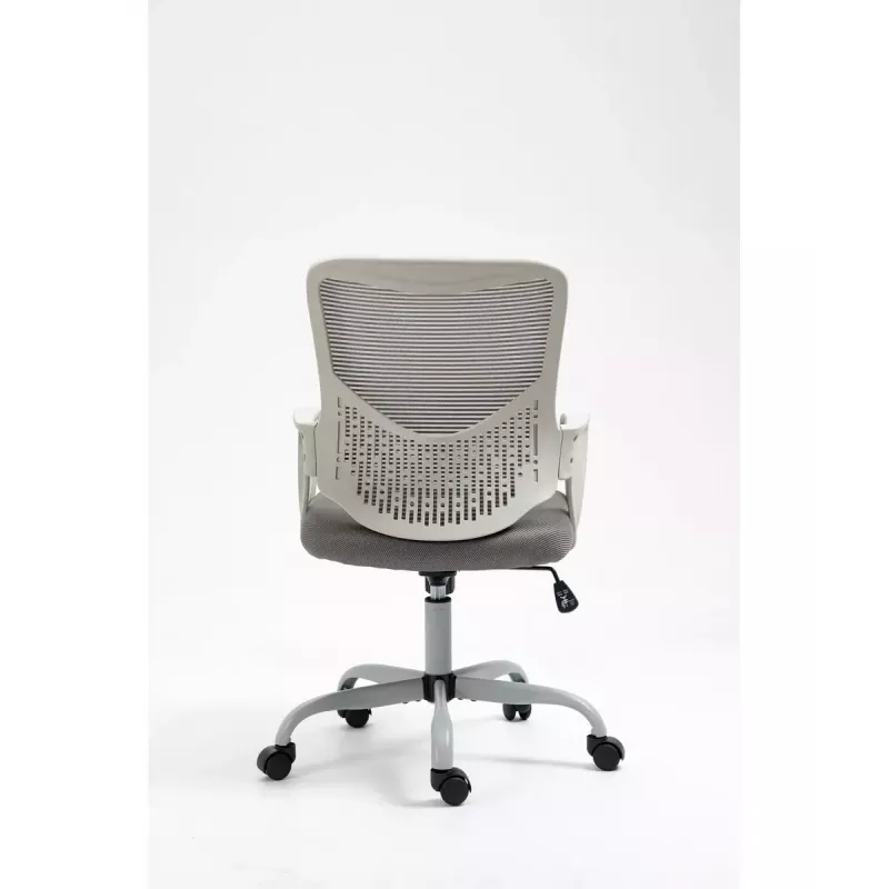 Cadeira de escritório giratória ActiveJet YK507 – assento acolchoado, encosto em malha, estofamento em tecido cinzento, altura 90–100 cm, largura do encosto 45 cm