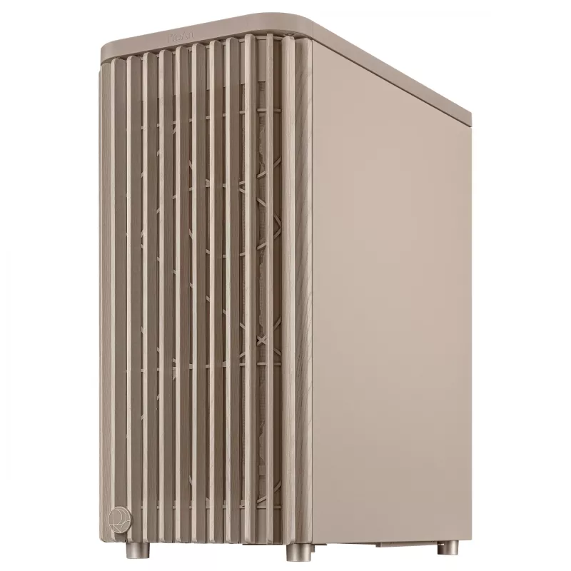 Caixa de PC ASUS ProArt PA401 Wood Edition Beige — Mid-Tower, painel frontal em metal
