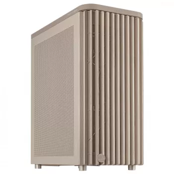 Caixa de PC ASUS ProArt PA401 Wood Mesh PWM Beige — ATX, madeira, 2×160 mm frente, 1×120 mm traseira, 2×3,5 polegadas + 2×2,5 polegadas baías