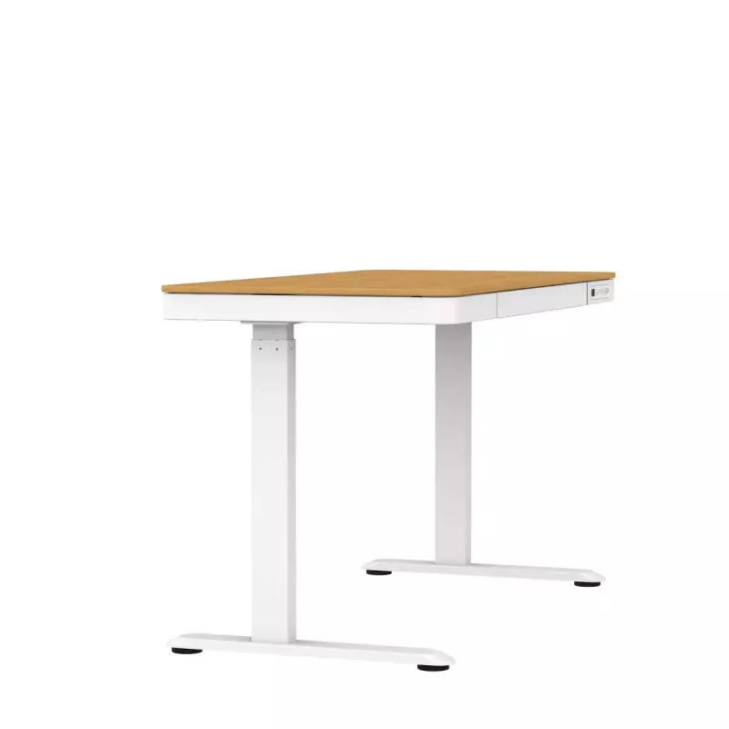 Secretária com regulação elétrica de altura ActiveJet ET119W-C 140x70 cm — 1 motor, altura 725–1225 mm, branco/carvalho