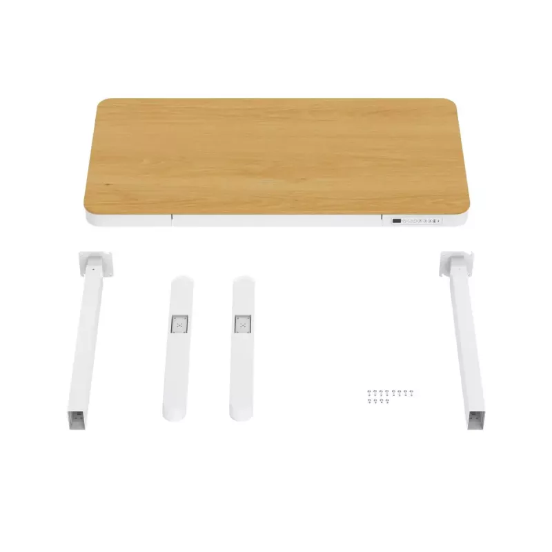 Secretária com regulação elétrica de altura ActiveJet ET119W-C 140x70 cm — 1 motor, altura 725–1225 mm, branco/carvalho