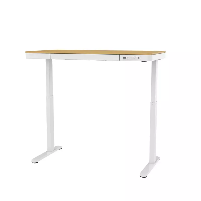 Secretária com regulação elétrica de altura ActiveJet ET119W-C 140x70 cm — 1 motor, altura 725–1225 mm, branco/carvalho