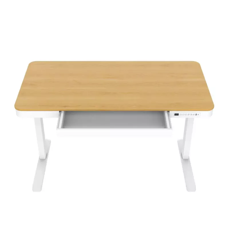 Secretária com regulação elétrica de altura ActiveJet ET119W-C 140x70 cm — 1 motor, altura 725–1225 mm, branco/carvalho