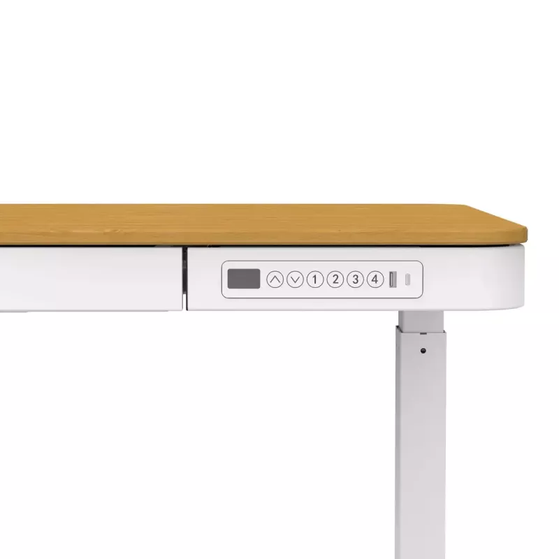 Secretária com regulação elétrica de altura ActiveJet ET119W-C 140x70 cm — 1 motor, altura 725–1225 mm, branco/carvalho