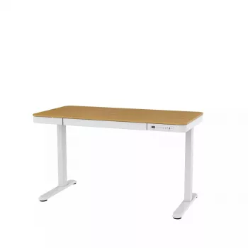 Secretária com regulação elétrica de altura ActiveJet ET119W-C 140x70 cm — 1 motor, altura 725–1225 mm, branco/carvalho