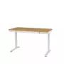 Secretária com regulação elétrica de altura ActiveJet ET119W-C 140x70 cm — 1 motor, altura 725–1225 mm, branco/carvalho