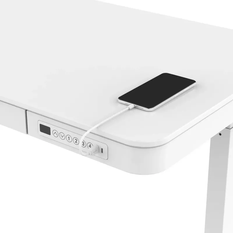 Secretária com regulação elétrica de altura ActiveJet ET119W-C 140x70 cm, curso 50 cm, carga 45 kg, branco