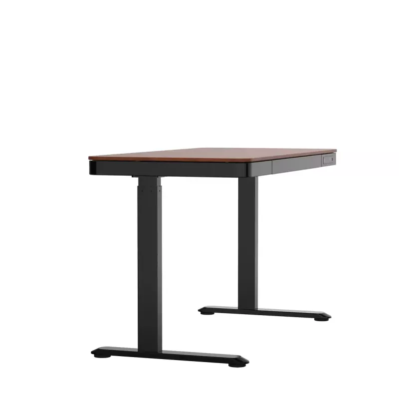 Secretária ActiveJet ET119W-C com regulação elétrica de altura 140 x 70 cm preto/nogueira com portas USB-A e USB-C