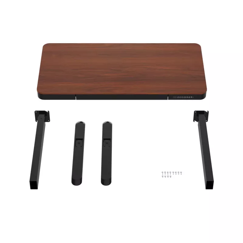 Secretária ActiveJet ET119W-C com regulação elétrica de altura 140 x 70 cm preto/nogueira com portas USB-A e USB-C