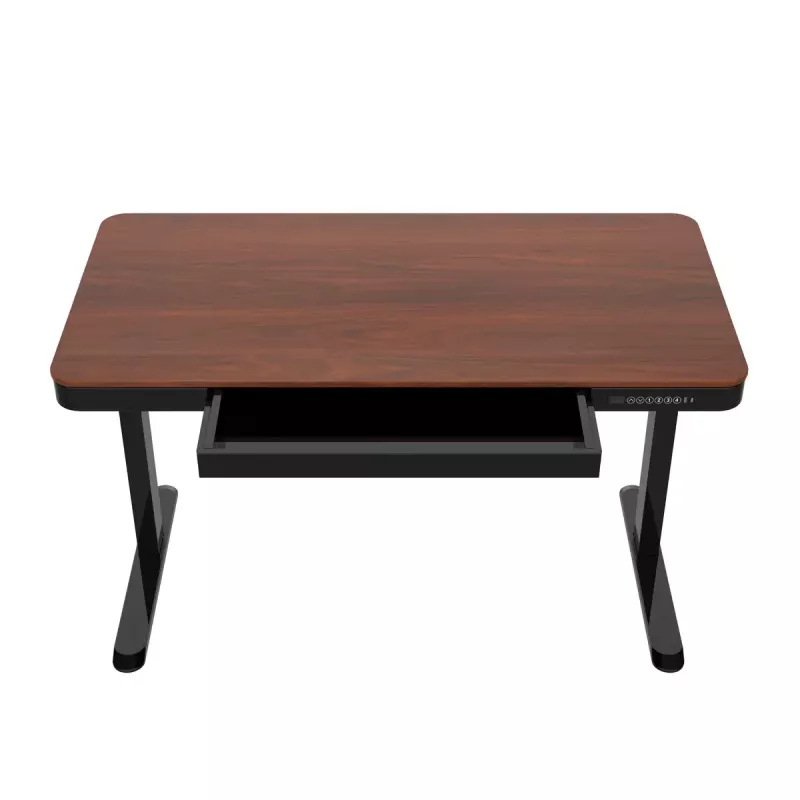 Secretária ActiveJet ET119W-C com regulação elétrica de altura 140 x 70 cm preto/nogueira com portas USB-A e USB-C