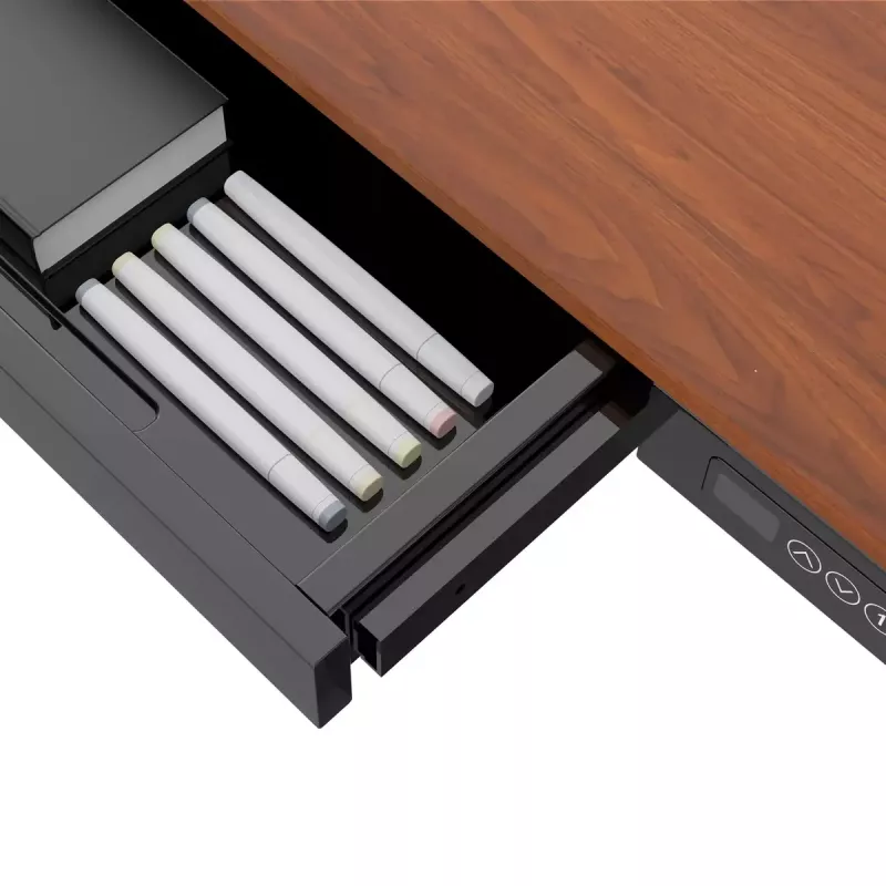 Secretária ActiveJet ET119W-C com regulação elétrica de altura 140 x 70 cm preto/nogueira com portas USB-A e USB-C