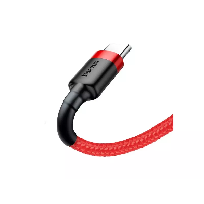 Cabo USB-A para USB-C Baseus Cafule — USB 2.0 A→C, suporte de carregamento QC3.0, trança de nylon, vermelho