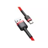 Cabo USB-A para USB-C Baseus Cafule — USB 2.0 A→C, suporte de carregamento QC3.0, trança de nylon, vermelho
