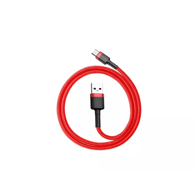 Cabo USB-A para USB-C Baseus Cafule — USB 2.0 A→C, suporte de carregamento QC3.0, trança de nylon, vermelho